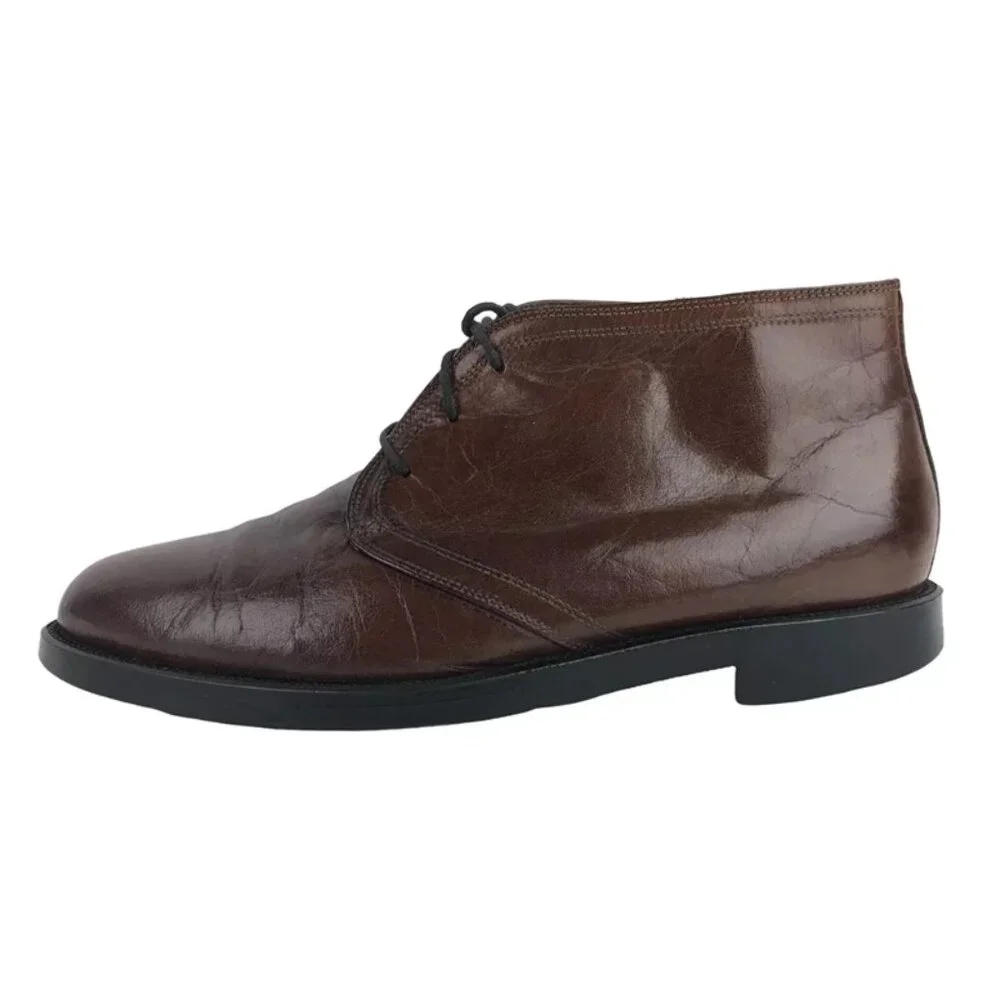 Francisco Mens Brown Leather Almond Toe Lace Up Chukka Boots Size‎ 10 D